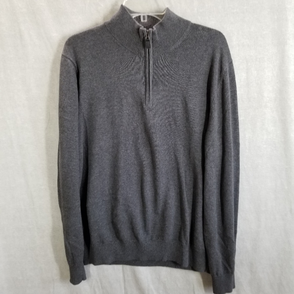 Jos A Bank Men's XL Sweater‎ Traveler's Collection Gray Pima Cotton 1/4 Zip Soft